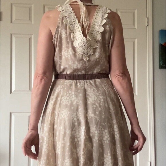 Ryu Womens Dress Sz Large Brown Floral Boho Cottagecore Asymmetrical Hem Country - Picture 4 of 12